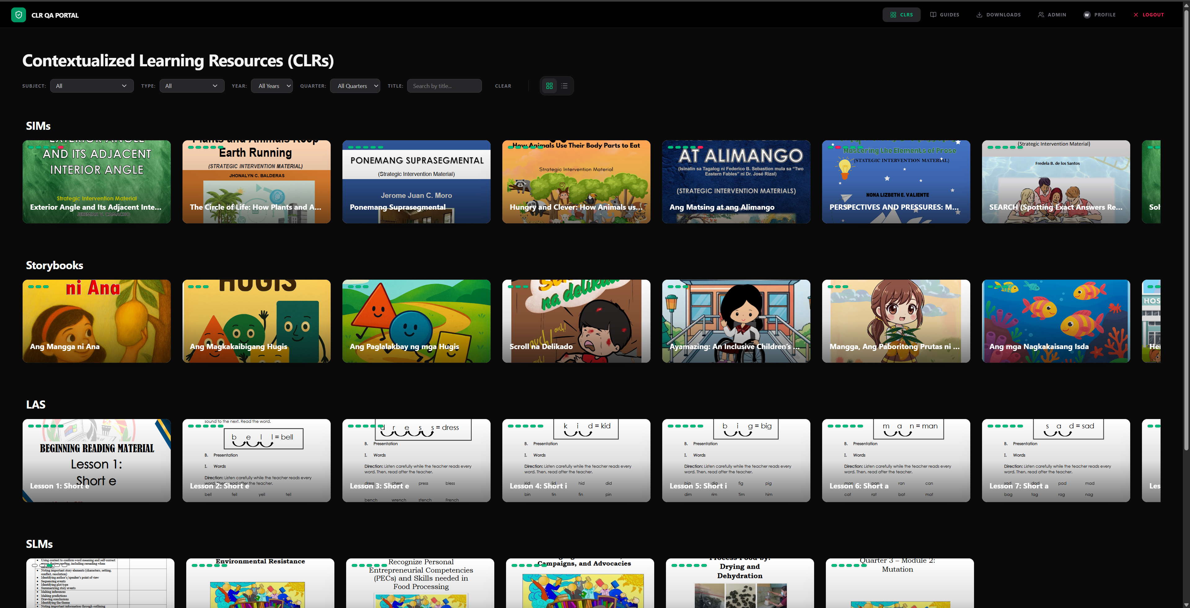 CLR QA Portal Screenshot 1